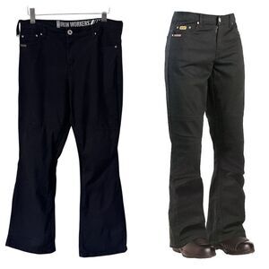 Iron Workers #0398 Womens Black Jeans Size 12 Pants Knee Pad Motorcycle Bike EUC